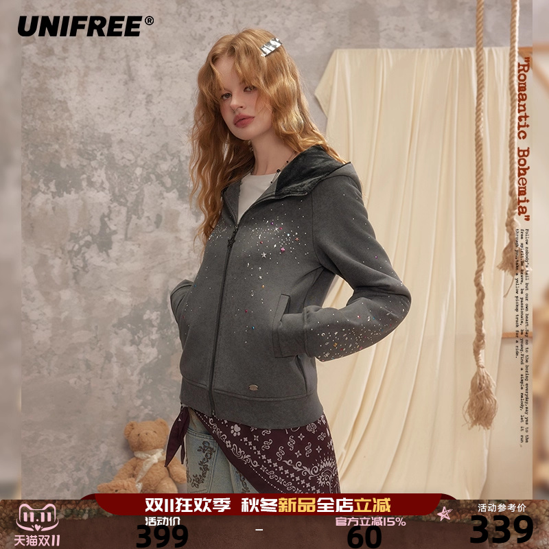 UNIFREE美式连帽加绒卫衣