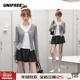 T恤春季 新款 个性 UNIFREE灰色长袖 时髦假两件圆领显瘦美式 复古上衣