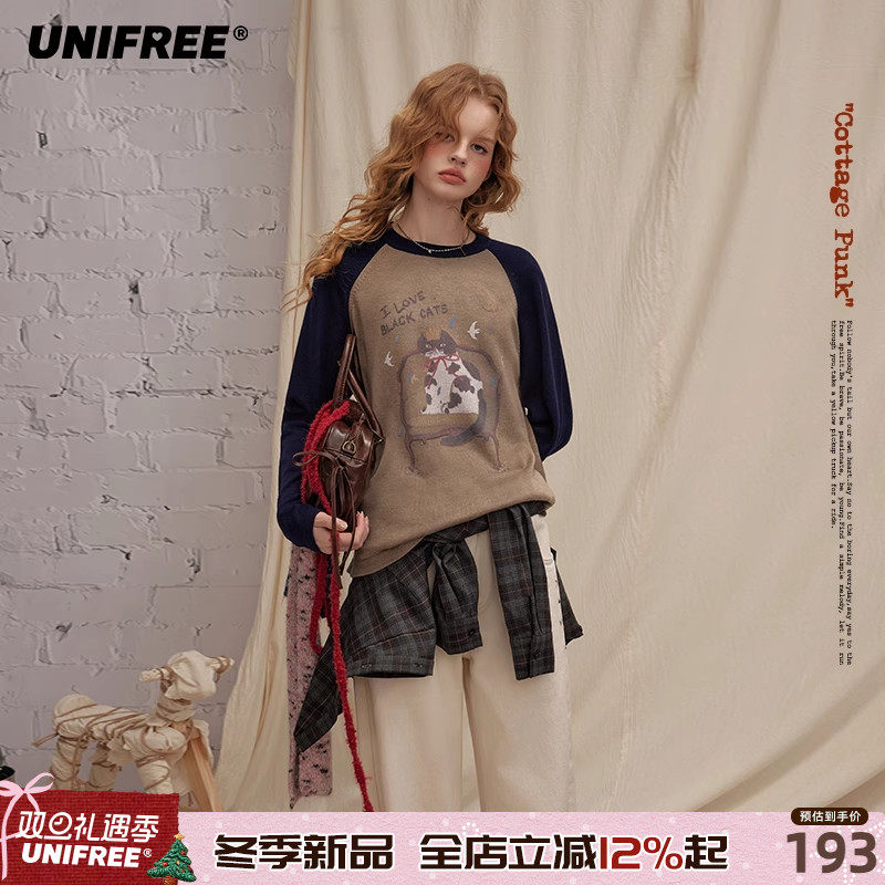 UNIFREE美式复古套头针织衫