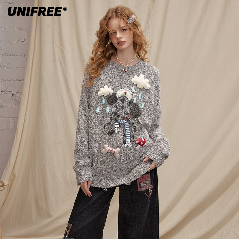 【昕怡专属】UNIFREE灰色软糯套头毛衣U254K033C1W1