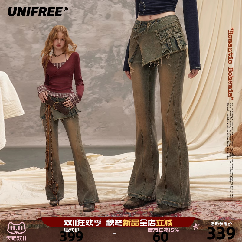 UNIFREE美式复古牛仔裤
