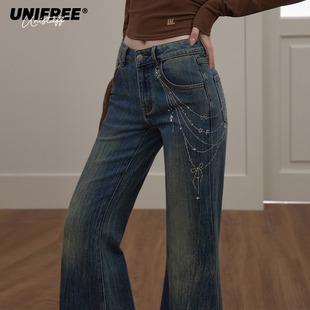 【昕怡专属】UNIFREE蓝色烫钻牛仔裤U253P167V1V1