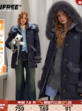 UNIFREE英伦学院风冬季新款保暖90白鸭绒复古风厚面包外套