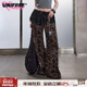 UNIFREE豹纹阔腿休闲裤 拖地长裤 美式 复古宽松嘻哈街舞音乐节个性