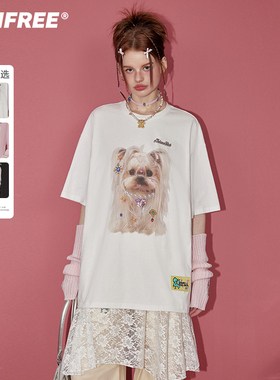 【呼呼严选专享】UNIFREE可爱狗狗印花夏季短袖T恤U242G005V1V1