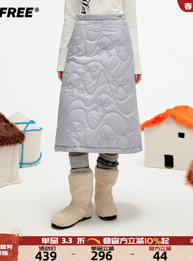 UNIFREE韩系灰色半身裙冬季甜美风保暖不臃肿通勤穿搭绗棉羽绒裙