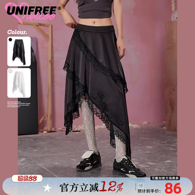 UNIFREE蕾丝拼接人半身裙