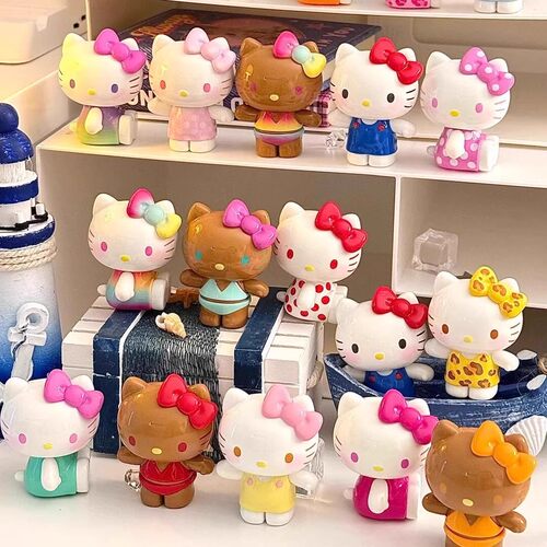 正版TOPTOYHelloKitty夏日彩虹糖盲袋MINI萌粒公仔车载桌面小摆件