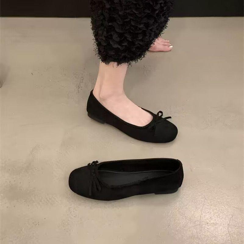 红色单鞋女浅口软皮芭蕾舞鞋瓢鞋平底法式小红鞋豆豆鞋奶奶鞋婚鞋