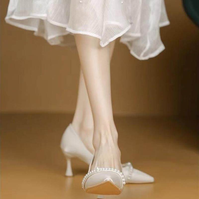 高跟鞋女2026年初秋细跟学生主持礼仪尖头单鞋法式伴娘鞋婚鞋