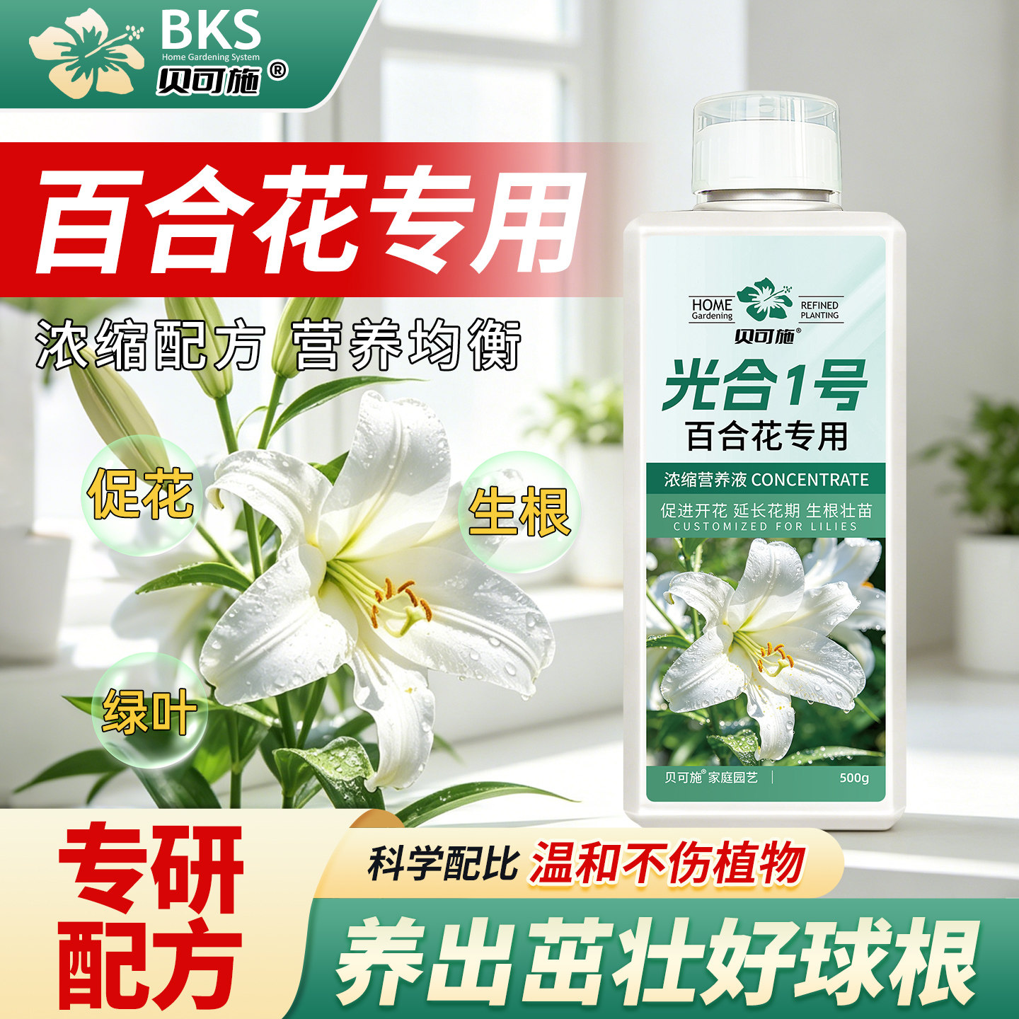 贝可施百合花专用营养液通用型催芽花肥黄叶开花通用肥料专用肥