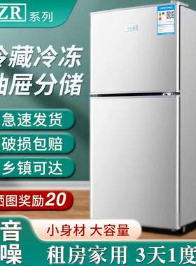 YZR扬子冰箱家用小型宿舍出租房1级节能冷冻冷藏双门USB迷你冰箱