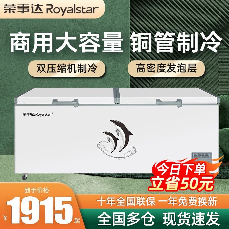 荣事达冰柜商用大容量全冷冻卧式冷柜家用速冻保鲜节能省电冷冻柜