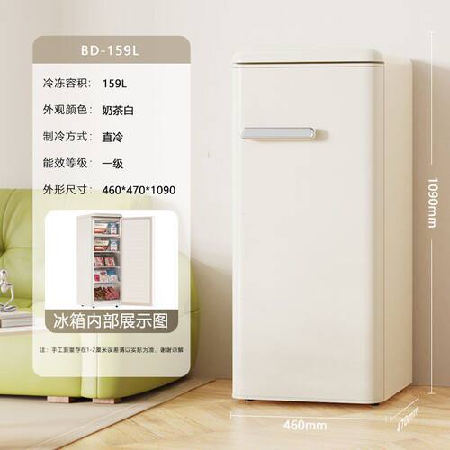 一级能效志高复古冰箱家用小型双门宿舍租房迷你冷藏冷冻省电冰箱