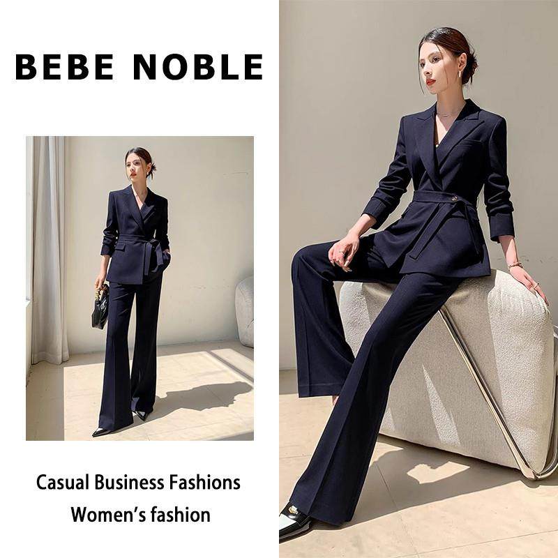 BEBE NOBLE秋冬高端羊毛西装套装女保暖气质休闲经理职场工作服
