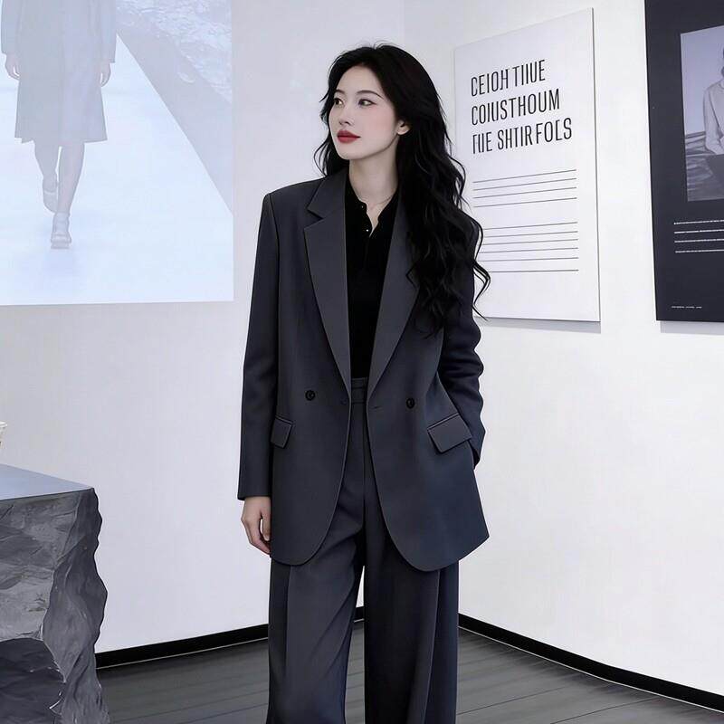LILY MOST灰色西装套装女春季新款宽松休闲气质职业正装高级西服