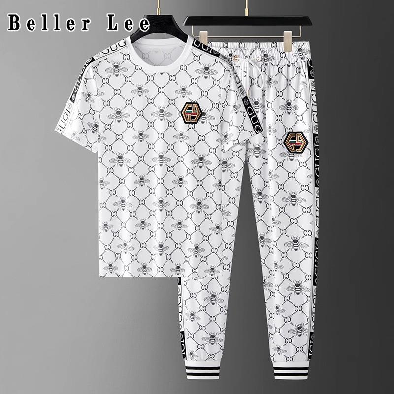 BellerLee 欧洲站高端男士运动套装2025新款休闲短袖t恤速干夏季