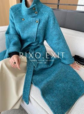 RIXO EXIT法式气质通勤两穿领型阿尔巴卡羊驼毛双面呢大衣外套冬
