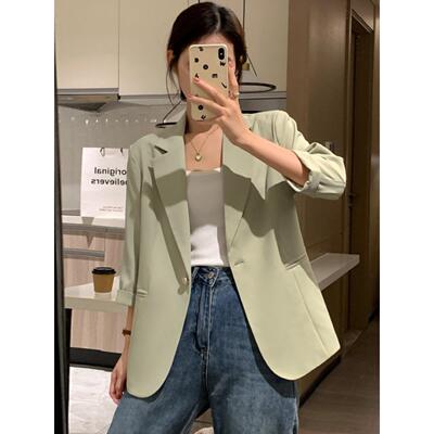 LILY MOST七分袖小西装外套女短款2025夏小个子休闲薄款西服上衣