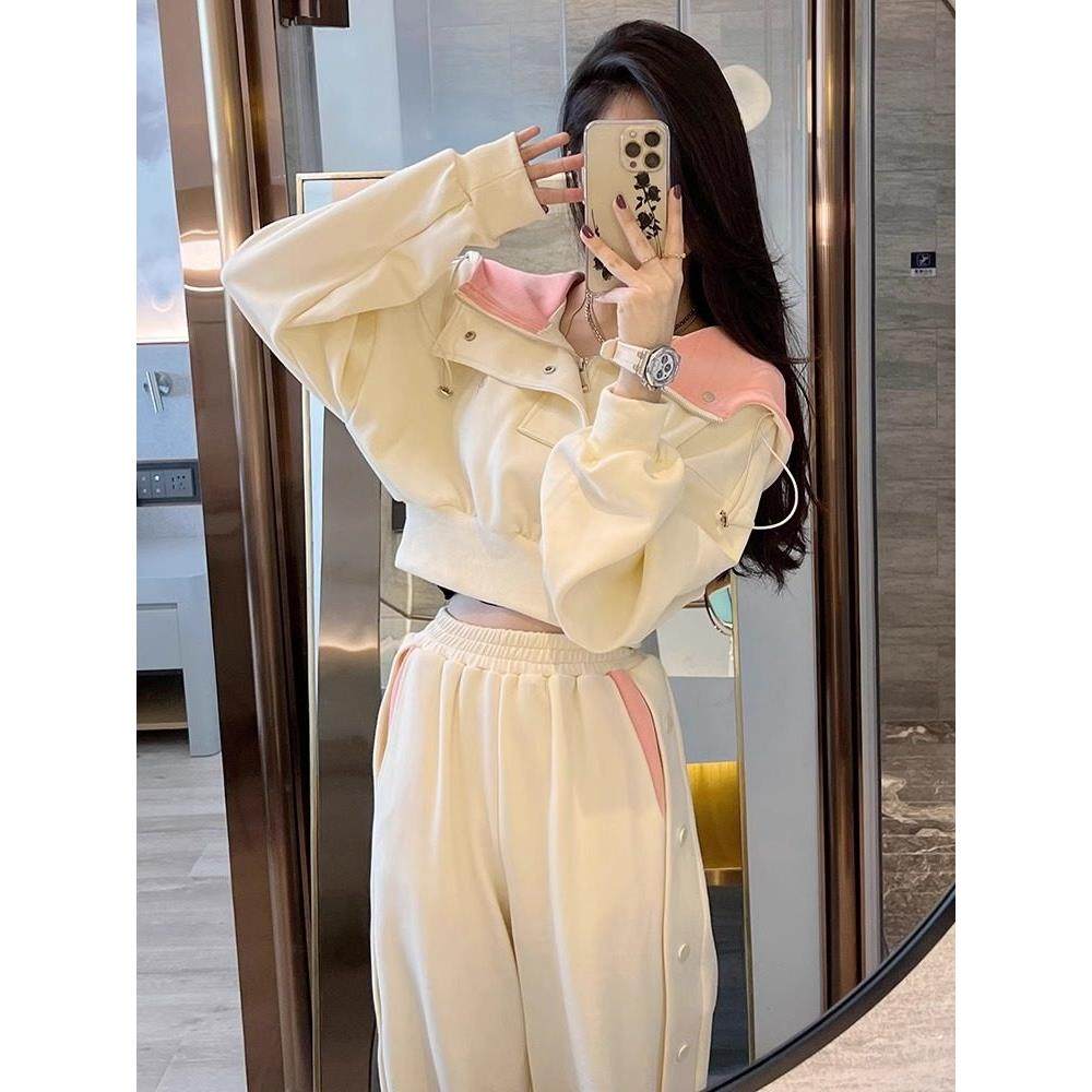 Supdorx食盐运动衫运动套装女士2025秋季宽松小休闲两件套