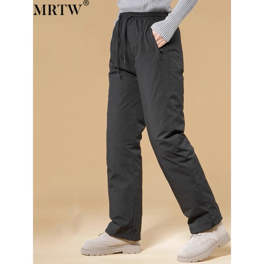 mrtw鹅绒羽绒裤女外穿高腰女棉裤挡风户外防寒中老年加厚保暖裤短