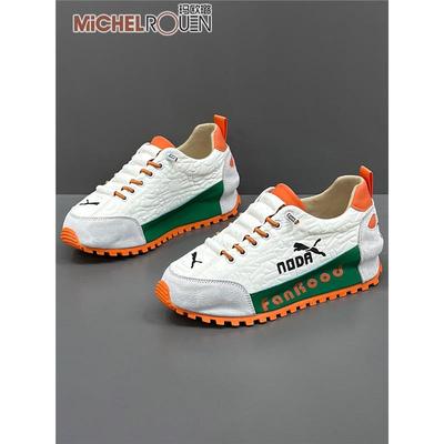 MICHEL ROUEN高端奢侈品牌欧洲站男鞋2025新款厚底拼色运动休闲鞋