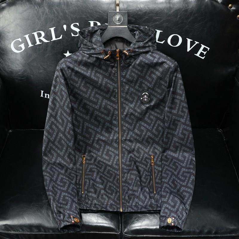 2025年秋冬新款男士韩版连帽款潮男夹克时尚印花拉炼长袖百搭外套,男装,夹克,淘宝优惠券,粉丝福利购,淘宝优惠卷