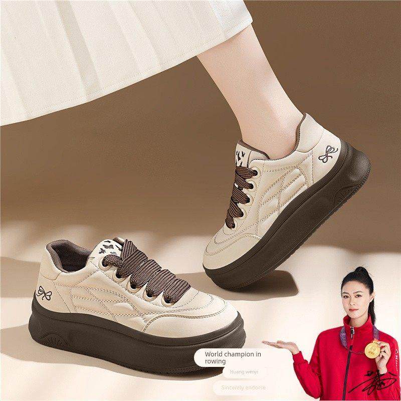 菲斯鱼厚底板鞋女2025秋季新款增高松糕百搭小白鞋覆古休闲运动鞋,女鞋,时尚休闲鞋,淘宝优惠券,粉丝福利购,淘宝优惠卷