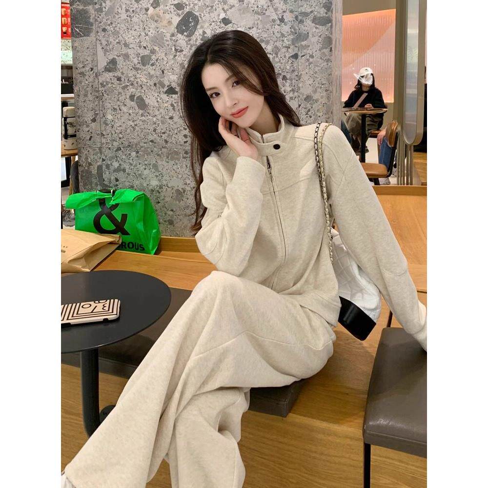 SUPDORX~高级感卫衣套装女春秋宽松显瘦减龄休闲运动阔腿裤两件套