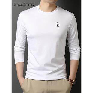 SIDAPEER品牌纯棉长袖t恤男2025新款圆领高端polo打底衫休闲男装