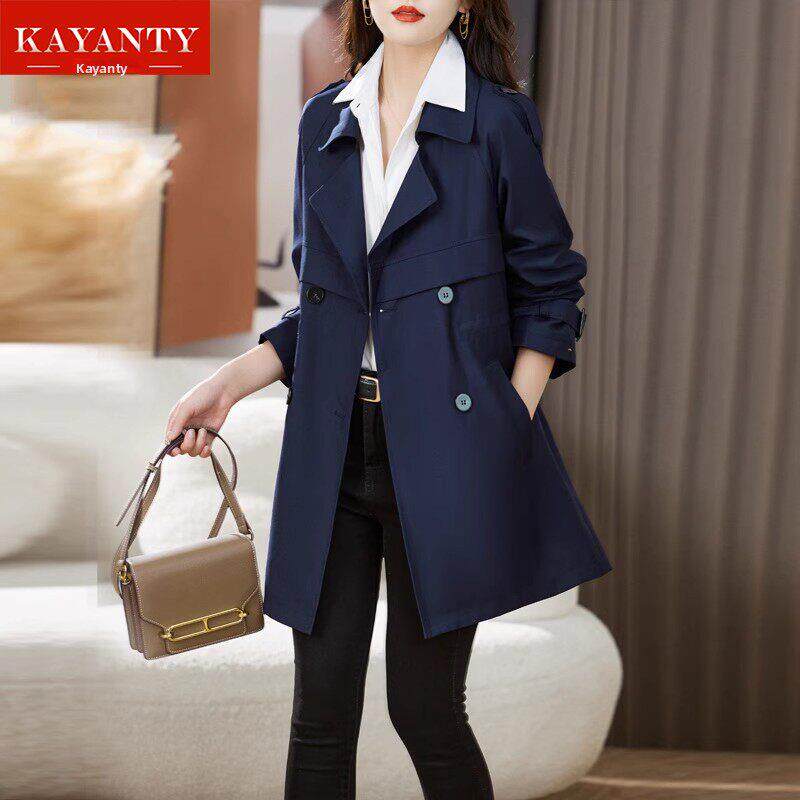 KAYANTY英伦风外套女装春秋季新款中长款小个子韩系高级感风衣