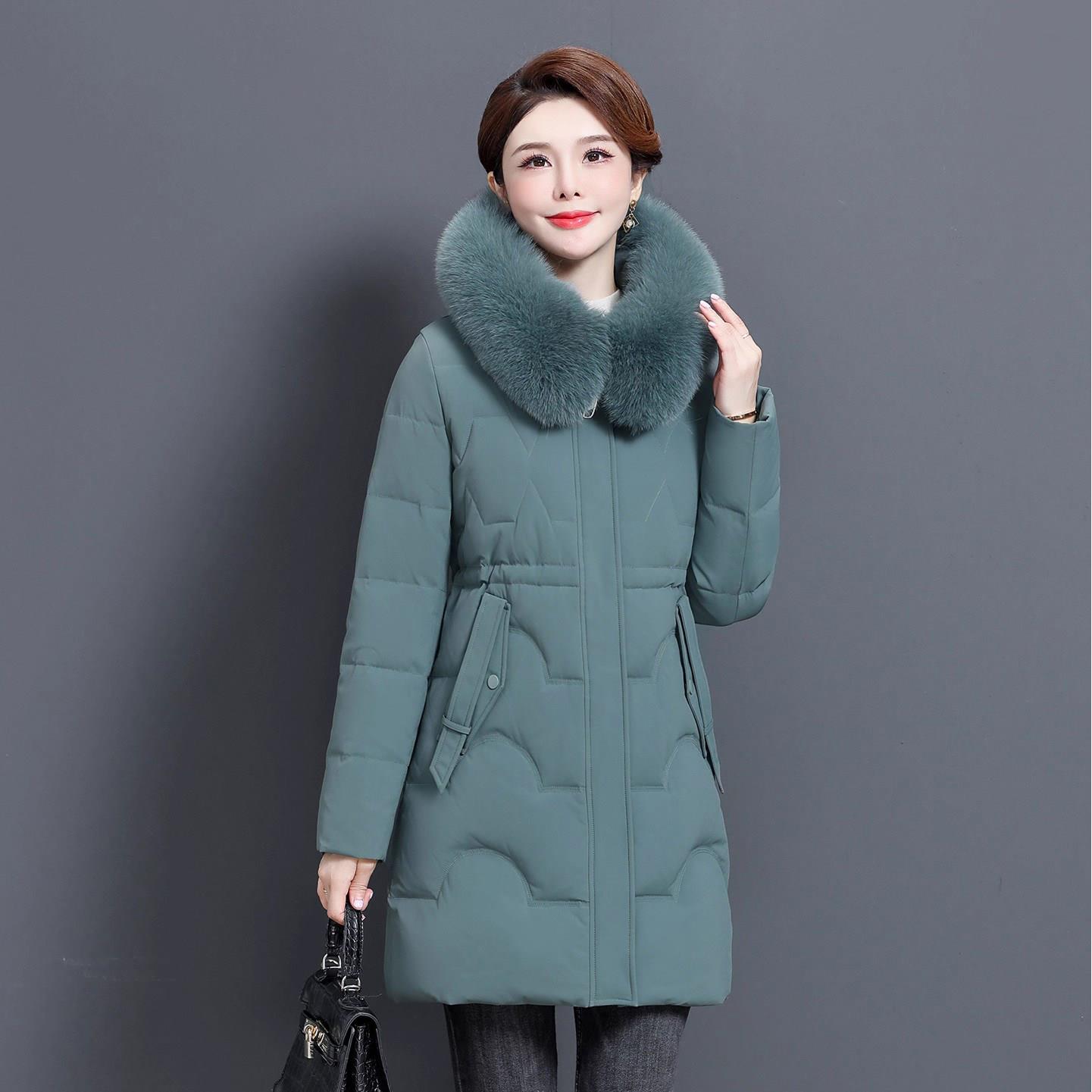 梵薇兰气质中老年羽绒服女中长款2026年新款冬季毛领加厚妈妈外套