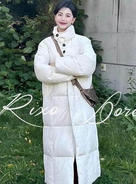 RIXO DORE法式立领白鸭羽绒高级感女气质中长款过膝显瘦宽松外套