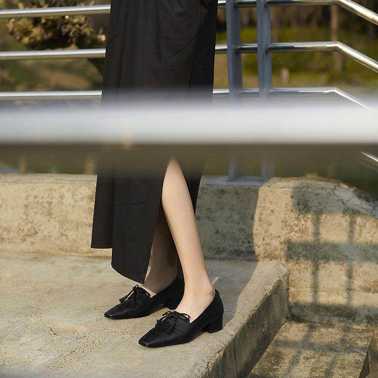 方头粗跟橡胶黏胶工艺羊皮深口单鞋,女鞋,玛丽珍鞋,淘宝优惠券,粉丝福利购,淘宝优惠卷