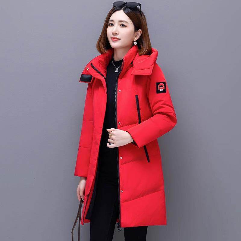 Capacity Kiss红色羽绒服女中长款冬新款时尚显瘦白鸭绒保暖外套