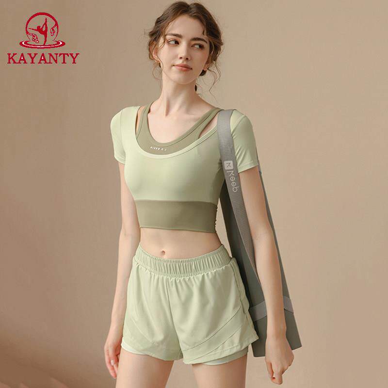 KAYANTY带胸垫上衣短款高级感跑步健身短裤速干瑜伽服运动套装女