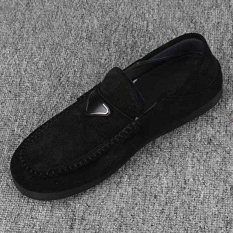 QWTG男士豆豆鞋2025新款翻毛皮懒人一脚蹬乐福鞋时尚软底休闲皮鞋,流行男鞋,乐福鞋（豆豆鞋）,淘宝优惠券,粉丝福利购,淘宝优惠卷