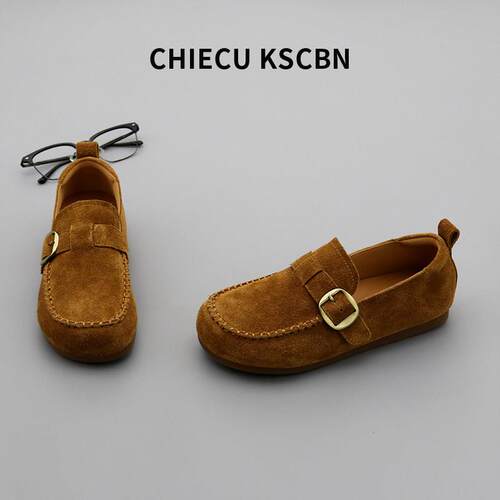 Chiecu Kscbn磨砂皮勃肯鞋女单鞋圆头搭扣一脚蹬懒人鞋休闲豆豆鞋