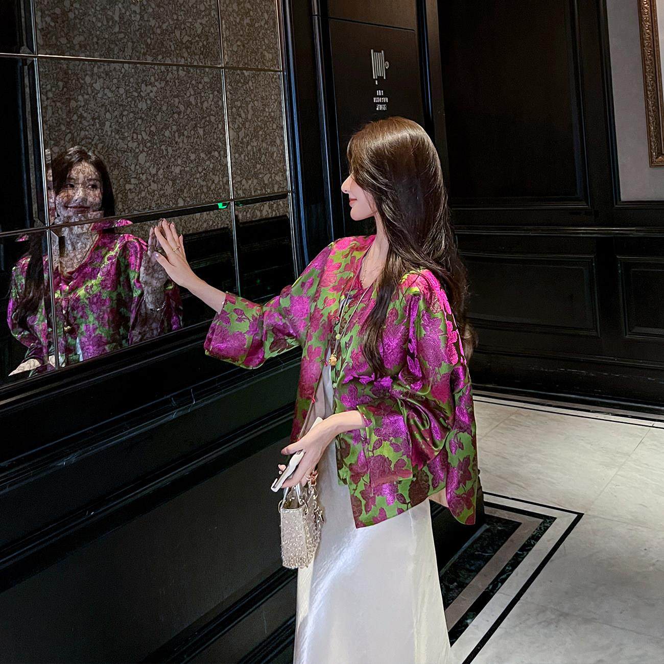 新中式国风轻奢提花外套女装2025秋季新款高级感复古宽松衬衫上衣