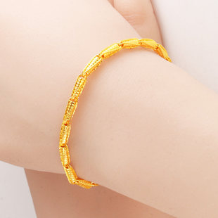 黄金手链9999足金男女款纯金手镯素金手饰路路通按克重送老婆