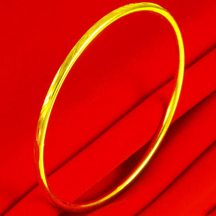 黄金手镯9999足金男女纯金镯子素圈真金手环细实心送女友按克