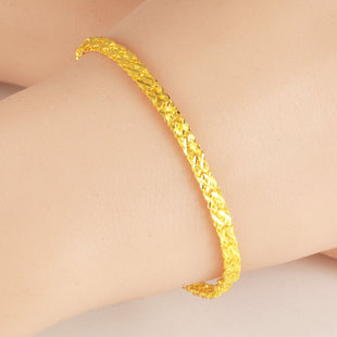 黄金手链女款9999足金手镯纯金首饰素金手环钱币形送老婆按克