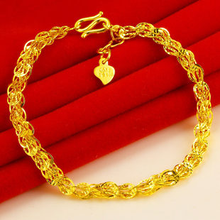 黄金手链女款9999足金手镯真金结婚首饰纯金凤尾链子结实妈妈