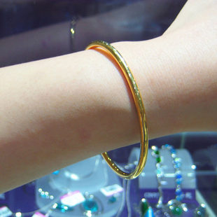 黄金手镯999足金男女款光面素圈光圈纯金镯子真金首饰送妈妈