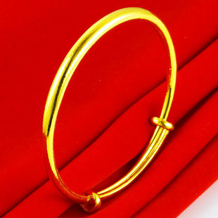 黄金手镯女款9999足金光面纯金镯子真金首饰送妈妈礼物按克重