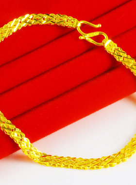 黄金手链女款9999足金手镯纯金首饰素金手环手表链送老婆按克