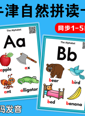 牛津自然拼读卡片同步教材英语26英文字母闪卡单词发音点读教师具