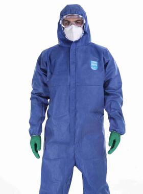 海锐得HG6910SMMS防护服透气防尘工业生产带帽连体防护服蓝色XXXX
