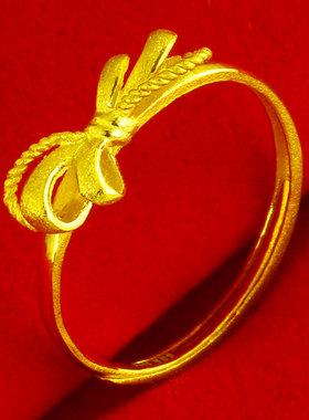 黄金戒指9999足金女款活口蝴蝶结专柜纯金食指环年轻人素金子