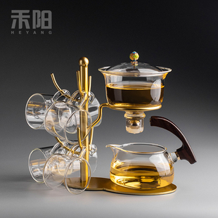 2023新款 禾阳玻璃茶具套装 家用一套功夫茶杯整套高级感磁吸泡茶壶